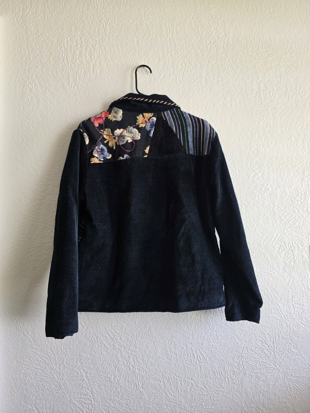 White Stag Black Patchwork Jacket with Floral & Striped Pattern